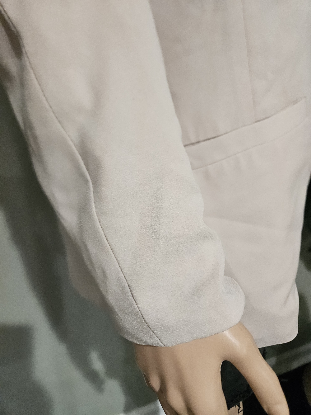 H&M Blush Pink Longline Blazer Open Front Minimalist Work Office Jacket US 12 - Picture 13 of 16